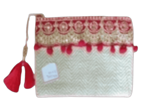 White Canvas Golden Jori with lace Pouch Bags