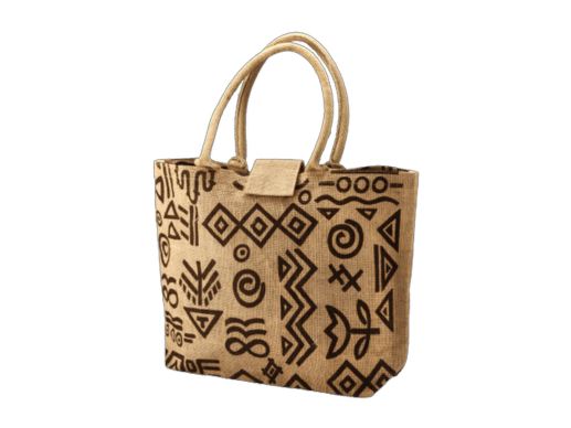 Geometric Jute Tote Beach Bag