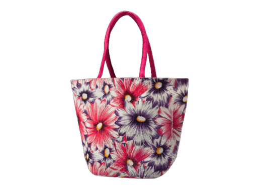 Vibrant Floral Jute Beach Tote
