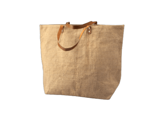 Leather Handle Natural Jute Tote Bag