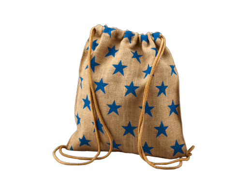 Blue Star Back Pack Jute Drawstring Bag