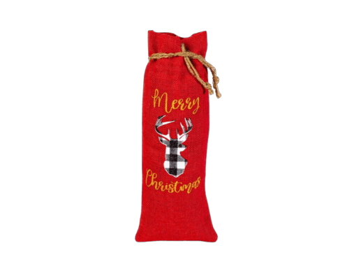 Red Jute Wine Sack Single Bottle Xmas Bag