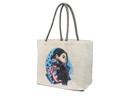 White dyed Jute Fashion Tote bag