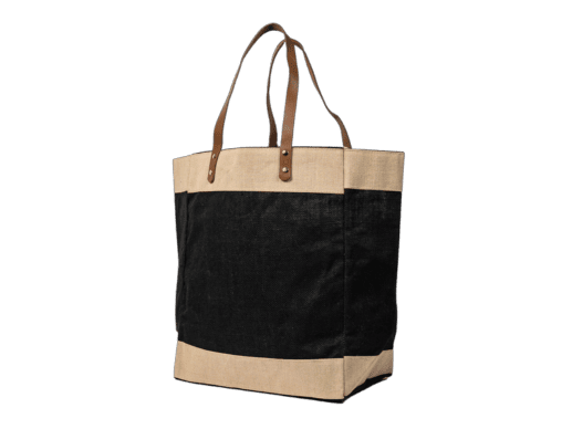 Black Stripe Leather Handle Fashion bag