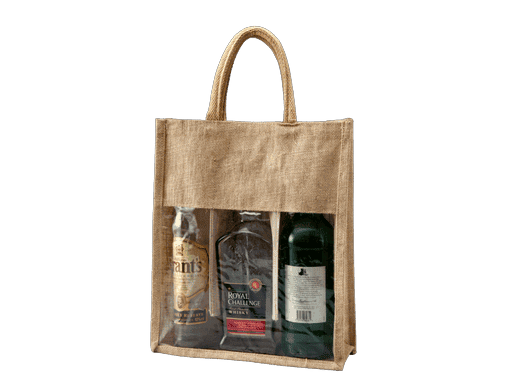 Three Bottle Jute Wine bag