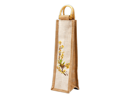 Single Bottle Yellow Floral Printed bag