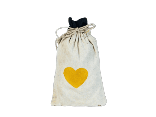 Yellow Heart Print Drawstring bag