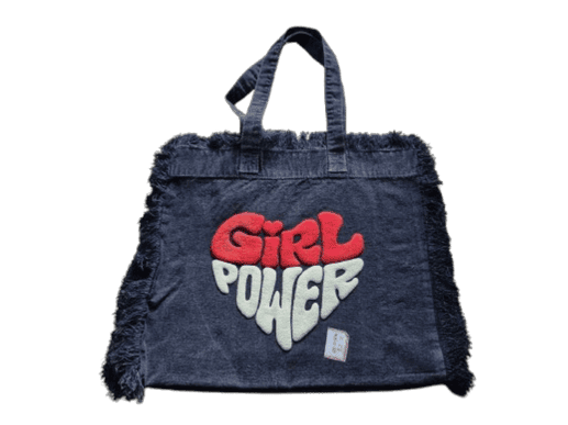 Washed Canvas Girl Power Fringe Tote bag