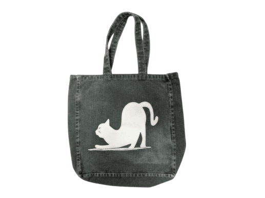 Cat Silhouette Green Canvas Cloud Washed bag