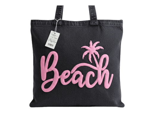 Pink Palm Denim Jeans Beach bag