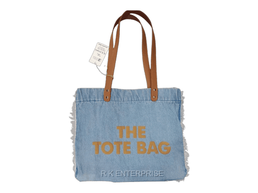 Leather Handle Light Denim Jeans bag